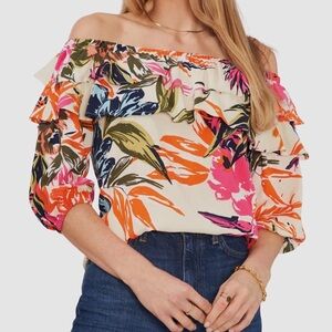 Floral Off-Shoulder Ruffle Top